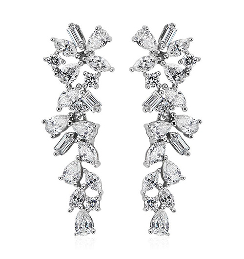 Diamond Petal Drop Earrings