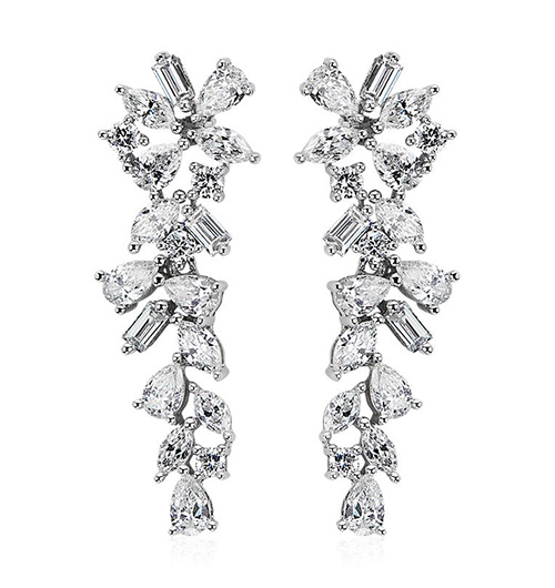 Diamond Petal Drop Earrings