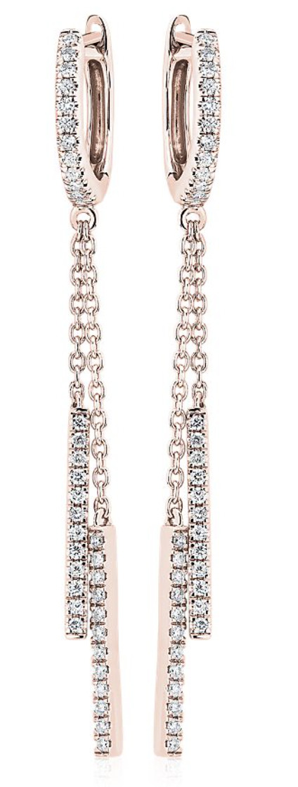 Double Diamond Drop Earrings