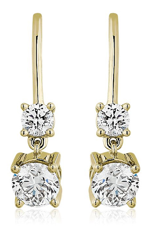 Double Diamond Drop Earrings