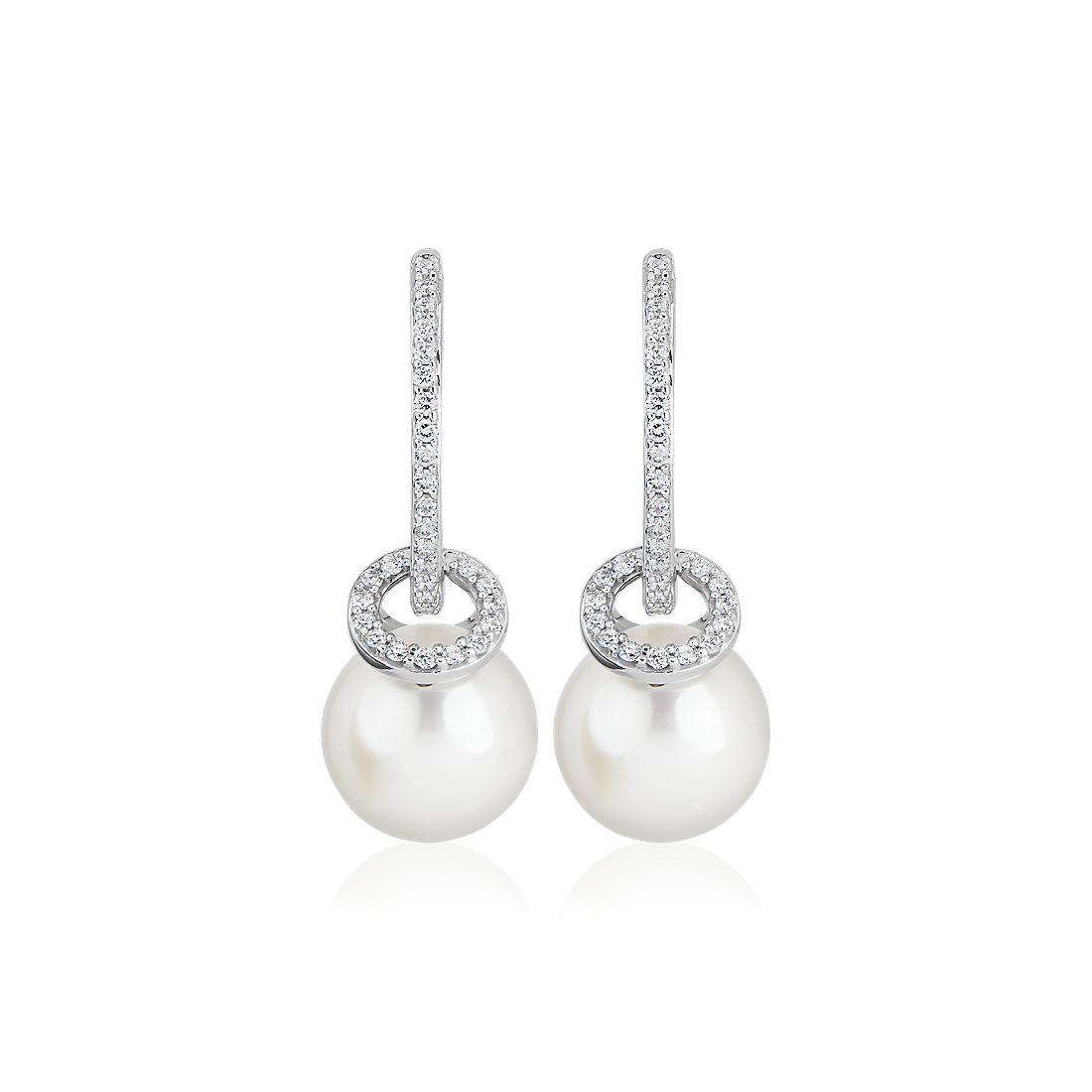 Freshwater Pearl and Diamond Drop Earrings