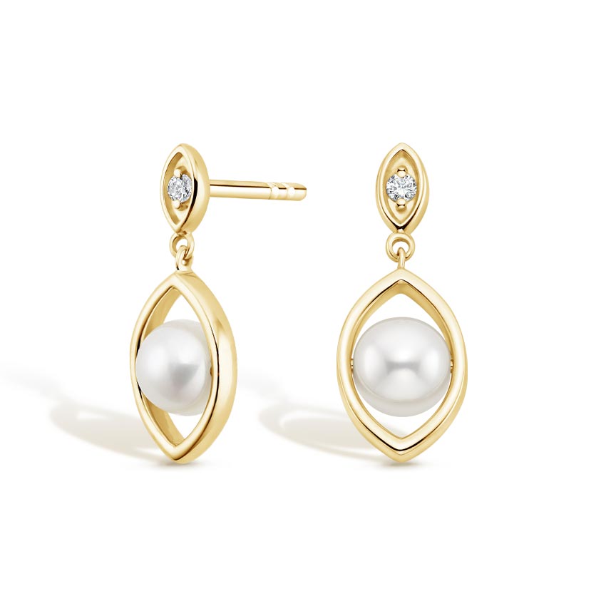 Freshwater Cultured Pearl and Diamond Earrings