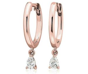 Diamond Pear Huggie Hoop Earrings in k Rose Gold