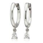 Diamond Pear Huggie Hoop Earrings in k White Gold