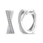 Interlocking Diamond Huggie Earrings white gold