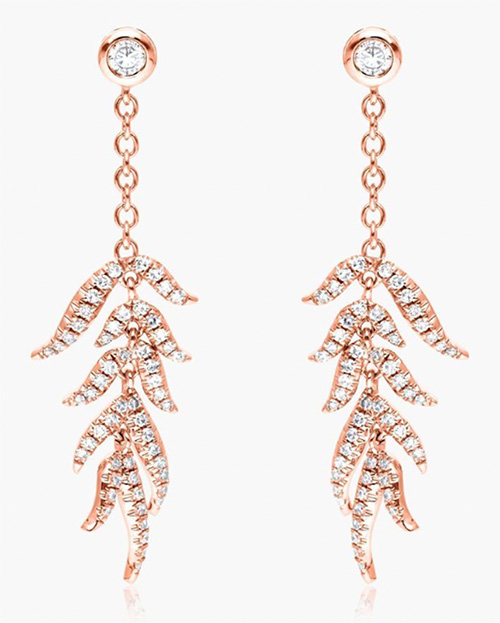 Cascading Leaves Diamond Drop Earrings