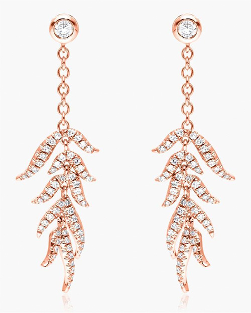 Cascading Leaves Diamond Drop Earrings