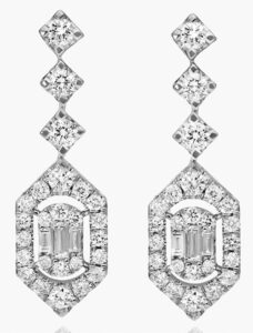 James Allen K White Gold Art Deco Composite Diamond Drop Earrings