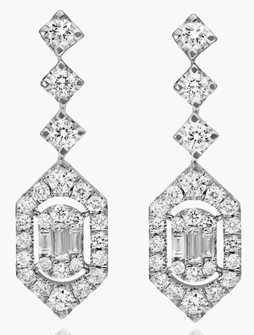 Art Deco Composite Diamond Drop Earrings