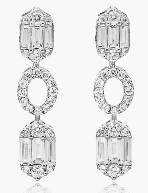 Diamond Art Deco Drop Earrings