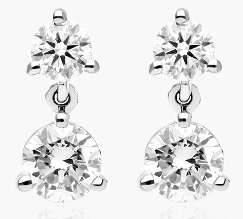 14K White Gold Lab-Created Diamond Drop Stud Earrings