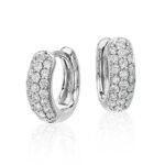 Mini Diamond Pave Huggie Hoop Earrings in k White Gold