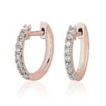 Petite Diamond Huggie Hoop Earrings in k Rose Gold