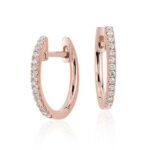 Petite Diamond Huggie Hoop Earrings in k Rose Gold