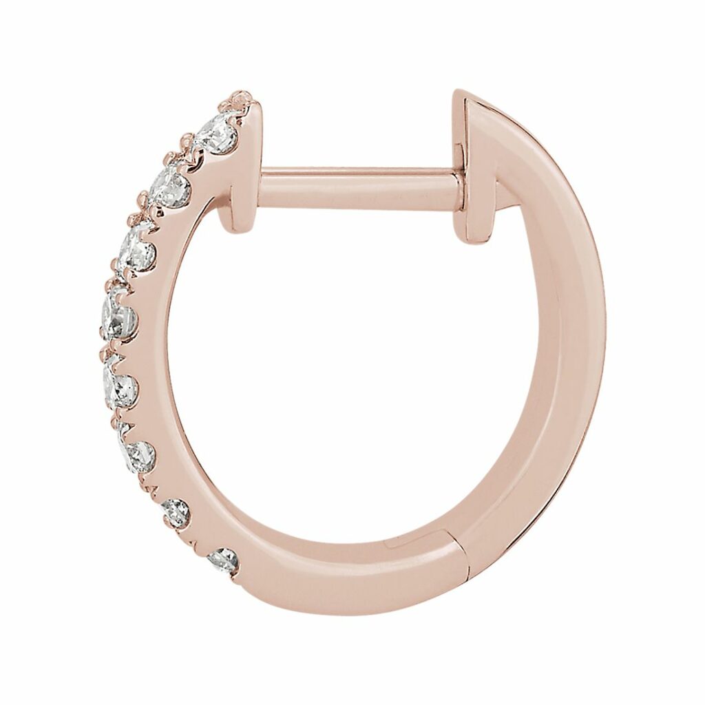 Petite Diamond Huggie Hoop Earrings in k Rose Gold