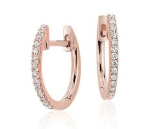 Petite Diamond Huggie Hoop Earrings in k Rose Gold