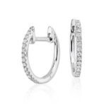 Petite Diamond Huggie Hoop Earrings in k White Gold