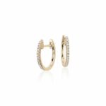 Petite Diamond Huggie Hoop Earrings in k Yellow Gold