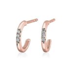 Petite Diamond Huggie Mini Hoop Earrings in k Rose Gold