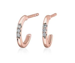 Petite Diamond Huggie Mini Hoop Earrings in k Rose Gold