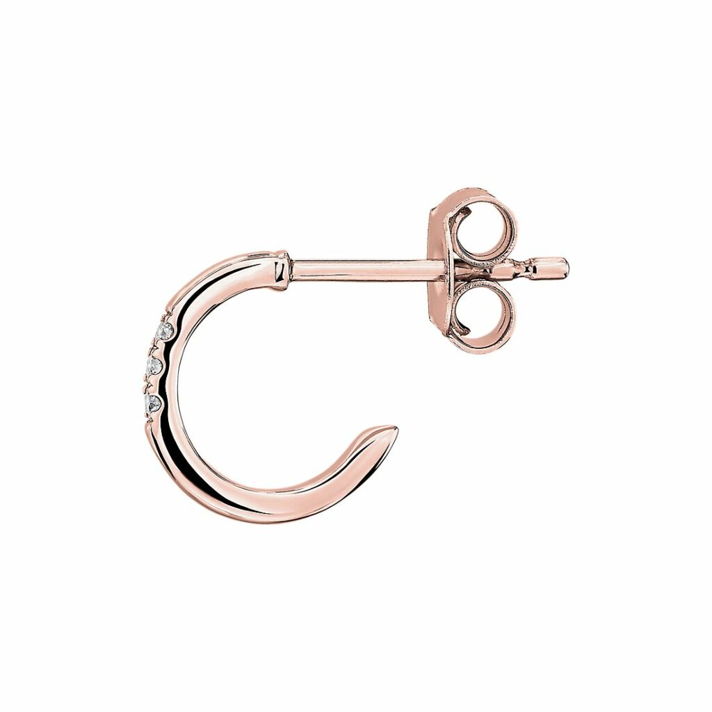 Petite Diamond Huggie Mini Hoop Earrings in k Rose Gold side