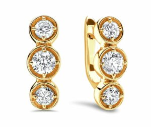 Three stone Diamond Huggie Earring