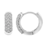 pave diamond huggie earrings white gold