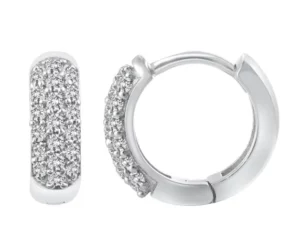 pave diamond huggie earrings white gold