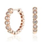 rose gold milgrain diamond huggie earrings