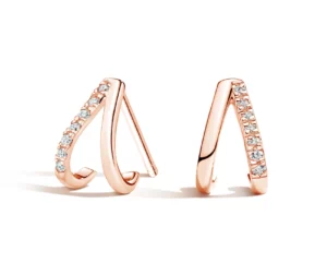 rose gold zuri huggie diamond earrings