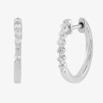 white gold Diamond mm Hoop Earrings