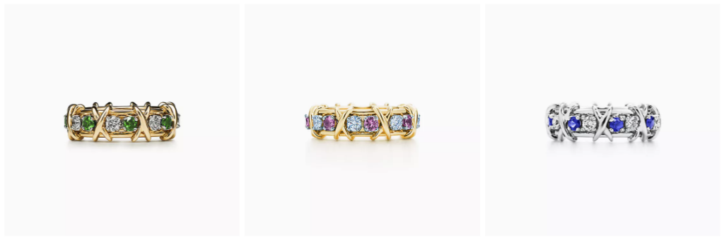 Tiffany Schlumberger rings with a variety of gemstones