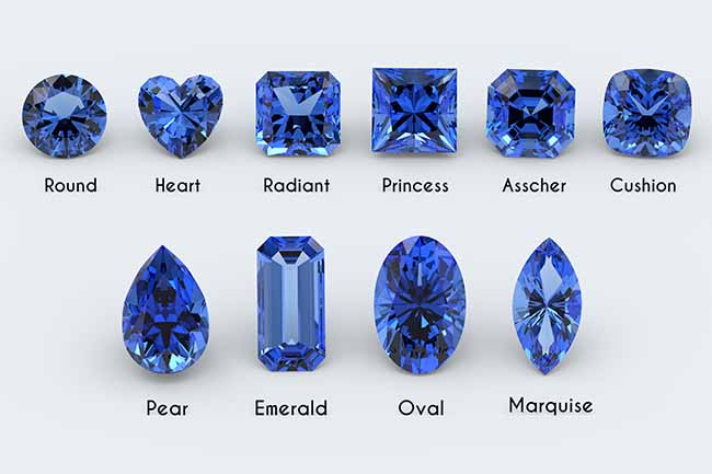 Blue sapphire gemstone shapes