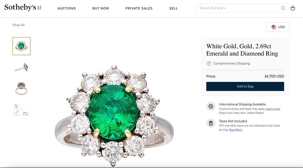 sell emerald to sothebys auction house