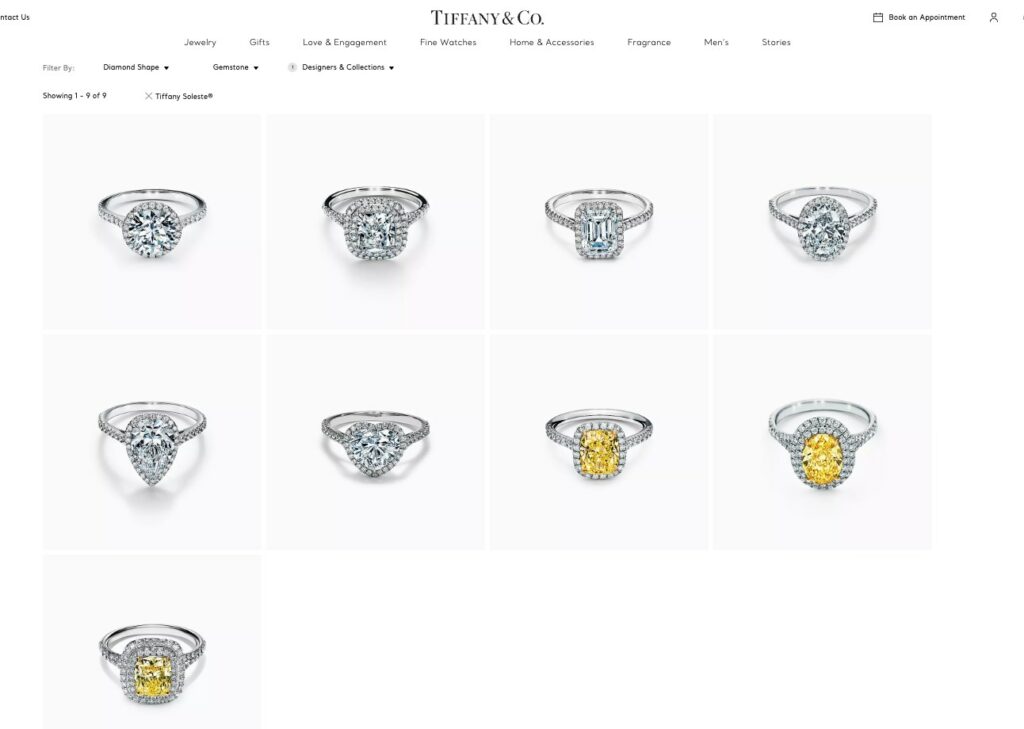 Soleste engagement ring selection